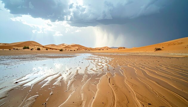 Rainstorm over the Sahara Desert - A rare and beautiful sight.