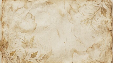 Vintage floral design on aged paper background. © mamun