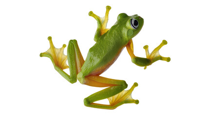 Fototapeta premium Vibrant Green Tree Frog with Yellow Feet and Large Eyes