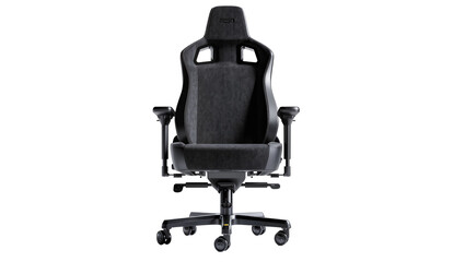 Black ergonomic gaming chair with adjustable armrests and metal base © Antonio