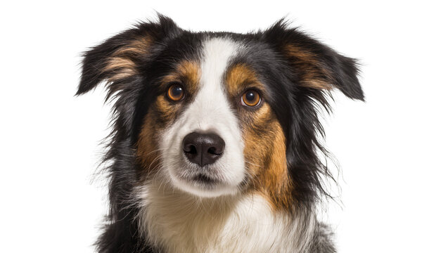 Brown white black Australian Shepherd dog head portrait
