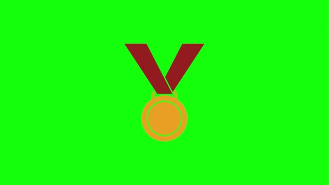 Animated gold medal with star and number 1 on green screen, symbolizing victory.