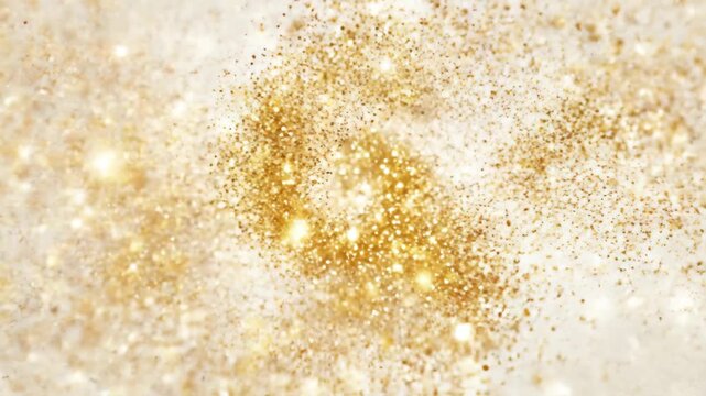 Light golden particles abstract glitter dust glow card background bright sparkle white holiday fantasy magic vector effect stardust christmas celebration star shimmer flash