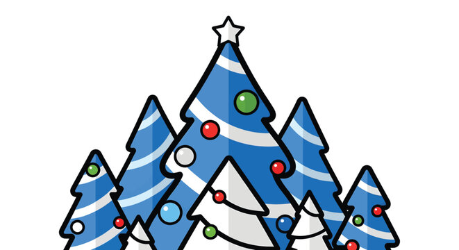 Decorated Christmas Trees with Ornaments.