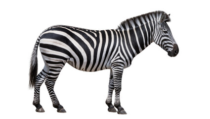 Naklejka premium Striped Zebra Standing Profile View with Black and White Markings