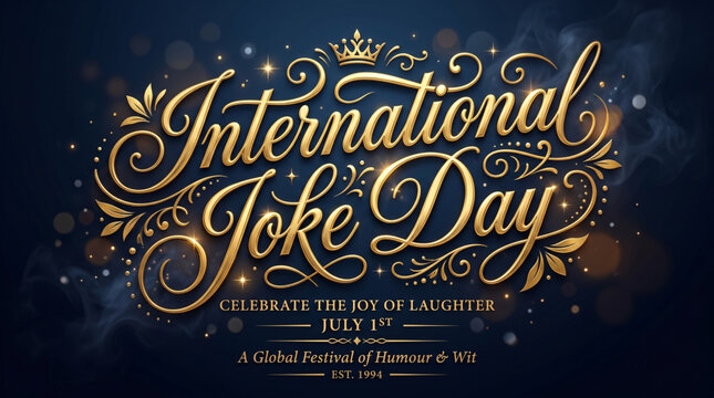 Elegant international humor celebration typography with luxury golden laughter lettering and festive comedy vector artwork