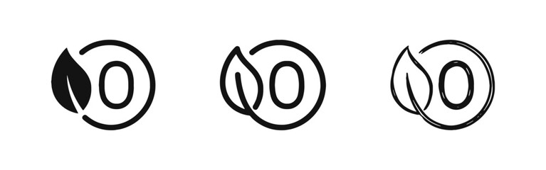 Fototapeta premium Net Zero Emission and Zero Waste Eco Icon Set