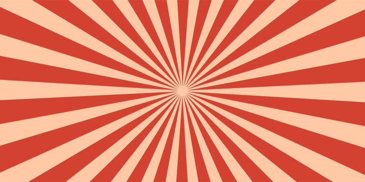 Circus background and spiral retro rays vector pattern. Vintage poster of red white sun or star burst radial lines with grunge texture, circus, carnival, summer fair or chapiteau backdrop
