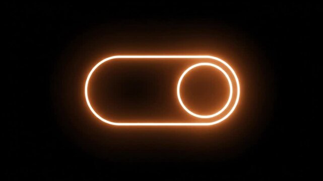 Neon Light Animated Switch Illustration Glowing Toggle Button Turning On or Off Isolated on Black Background