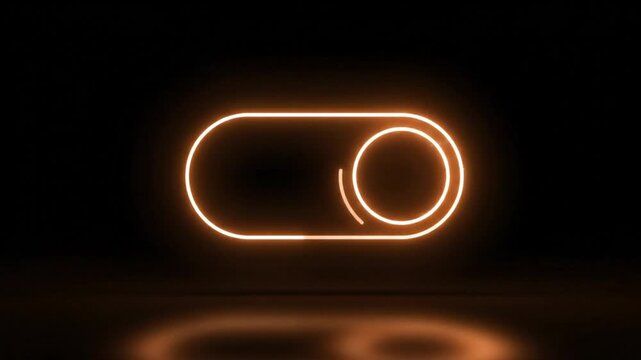 Neon Light Switch Toggle Animation: Illustrating Digital Toggle On and Off Concept with Glowing Orange Outline