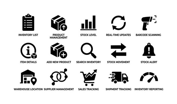 Inventory icons showing management functions for warehouse interface