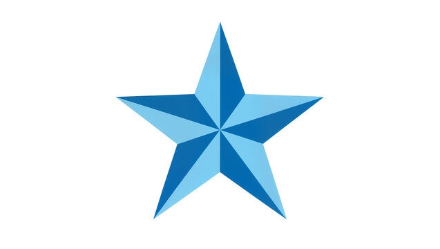 Blue three dimensional star shape with gradient shading