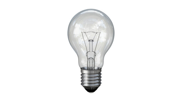 Clear incandescent lightbulb with metal screw base and filament