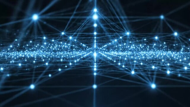 Abstract futuristic technology network with glowing blue data points