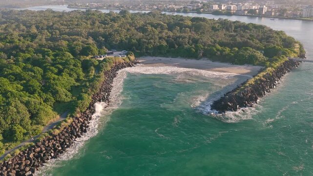 Scenic Marlo&rsquo;s Beach In Fingal Head, New South Wales, Australia - Drone Shot