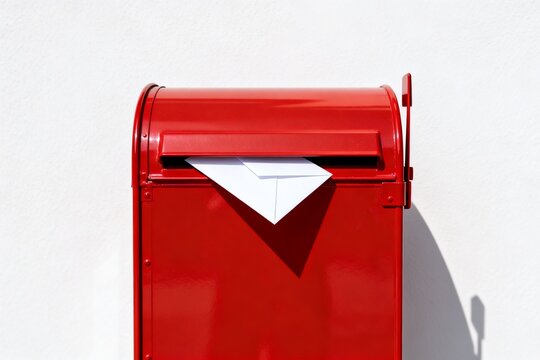 Red mailbox with white envelope
