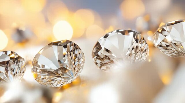 Sparkling diamonds with bokeh lights: elegant gems and glittering crystal reflections