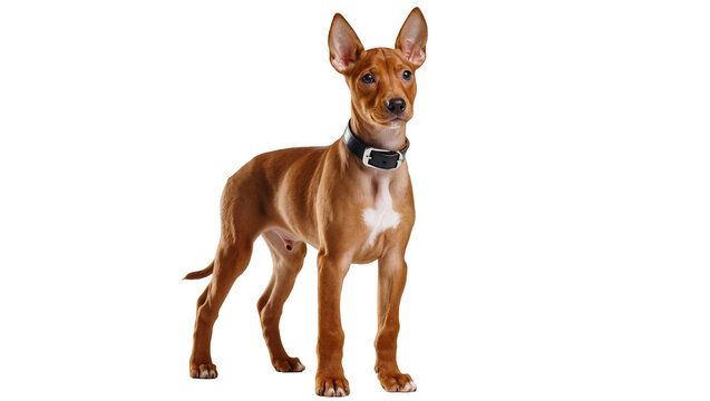 Red Miniature Pinscher Dog Wearing Black Collar Standing