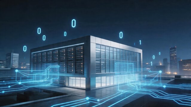 Modern data center with digital connections