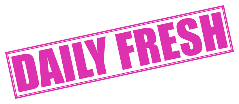 Bold pink text daily fresh inside a pink doublelined rectangle isolated on transparent background