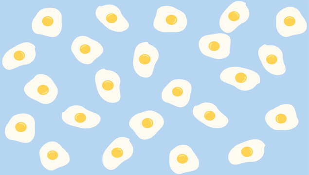 A vibrant seamless vector illustration featuring many fried eggs scattered across the surface to create a fun playful pattern for creative culinary or breakfast designs