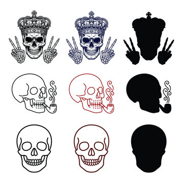 Minimal Skull Icon Collection Vector Set