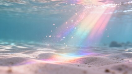Naklejka premium Underwater sand with rainbow light