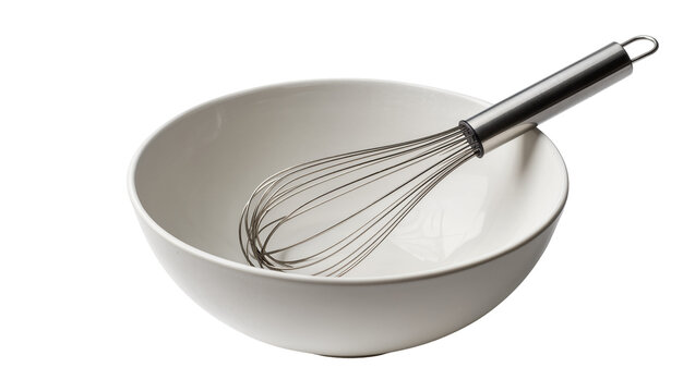 Ceramic mixing bowl with stainless steel wire whisk inside