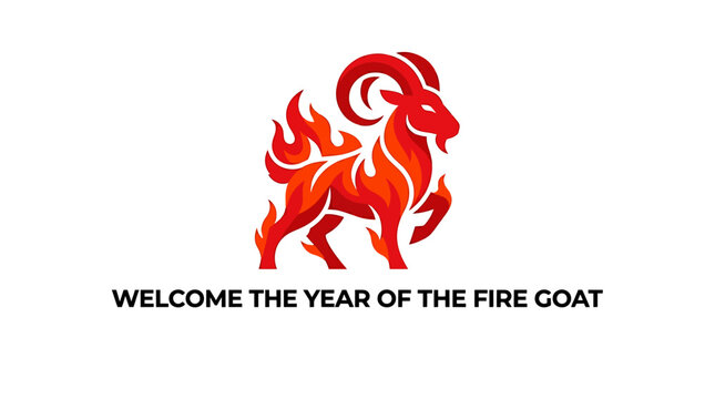 Fire Goat Chinese Zodiac Symbol.