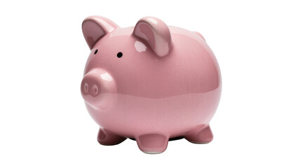 Fototapeta premium Pink Ceramic Piggy Bank with Coin Slot and Small Ears