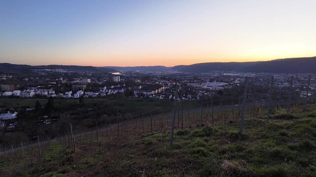 Trier Germany Sunset Panorama Over Vineyards at Golden Hour