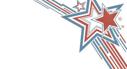 Obraz premium Bright patriotic starburst with red white and blue colors isolated on transparent background