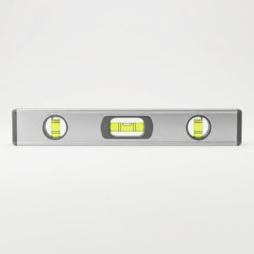 Silver Spirit Level Bubble Tool on White Background