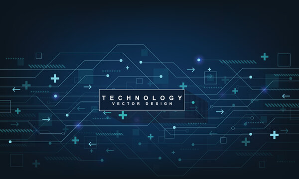 High tech technology geometric and connection system background with digital data abstract