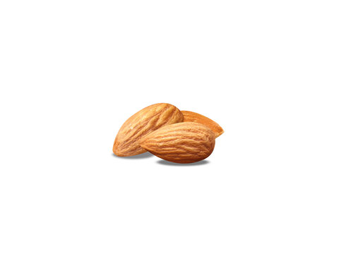 almond or Prunus amygdalus dried fruits isolated on a white background