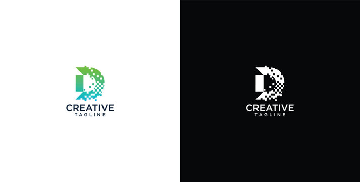 Dynamic Letter D Logo Design featuring Abstract Pixels and Creative Fragmentation for Modern Technology and Digital Solutions Branding