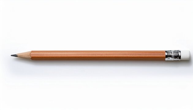 pencil natural wood with white eraser isolated white background png top view