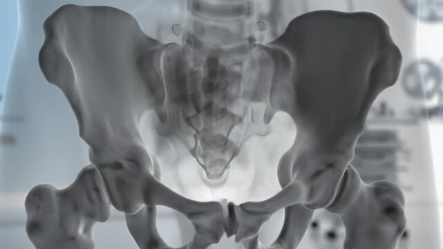 Anatomical Illustration of the Human Pelvis and Leg Bones in a Medical Setting, X-ray Style