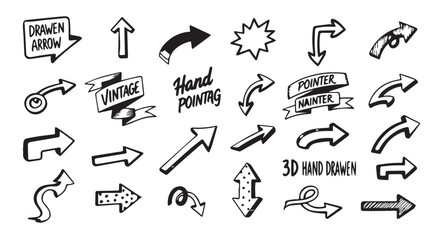 Elegant arrows set for business plan, presentation and education. Sign, Symbol, Hand drawn arrow paint brush design. grunge texture paint brush design. © wellness