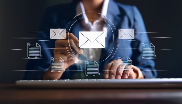 email message communication computer user work with a client mail list