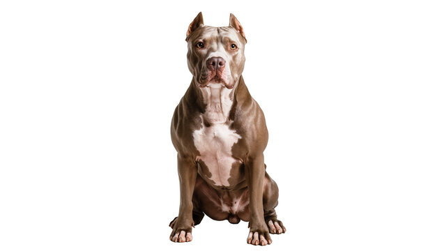 Muscular Brown American Pit Bull Terrier Dog Sitting