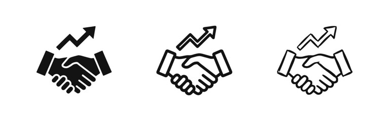 Obraz premium Business Handshake Growth and Success Deal Icon Set