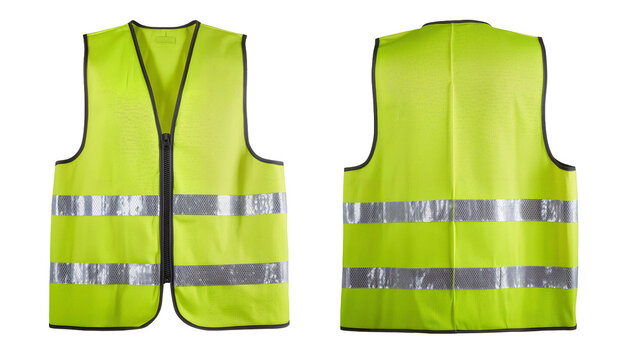 Bright yellow safety vests with reflective stripes front and back