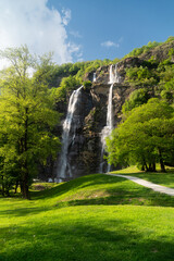 Obraz premium Cascate dell'Acquafraggia waterfalls in Valchiavenna, province of Sondrio, Lombardy, Italy