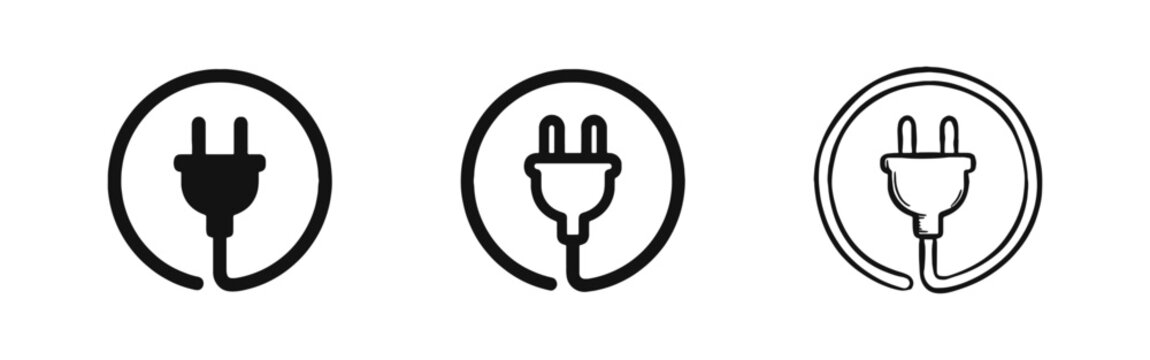 Electric Plug Icon Set - Power, Energy, Electricity, Connection