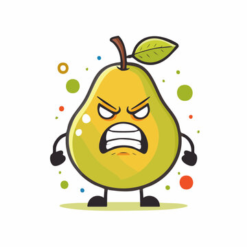 Angry Pear Character Illustration
