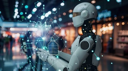 Fototapeta premium Robot shopping mall data