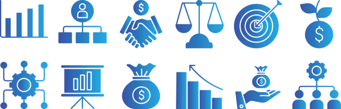 Successful business development icon.Business strategy set of web icons.analysis, statistics icon. Simple color fill vector. illustration 