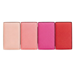 Fototapeta premium Set of Four Lipstick Shades in Nude and Pink Tints isolated on transparent background