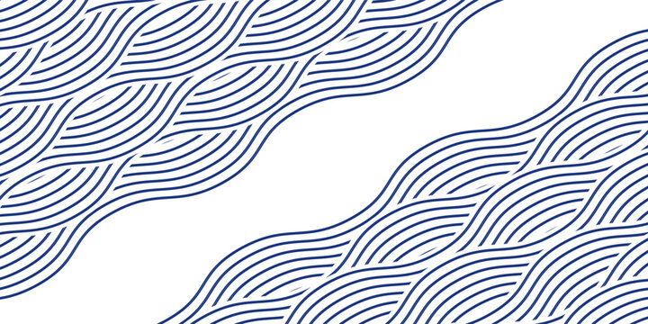 Blue water wave line pattern background. Vector illustration. Japanese style concept.